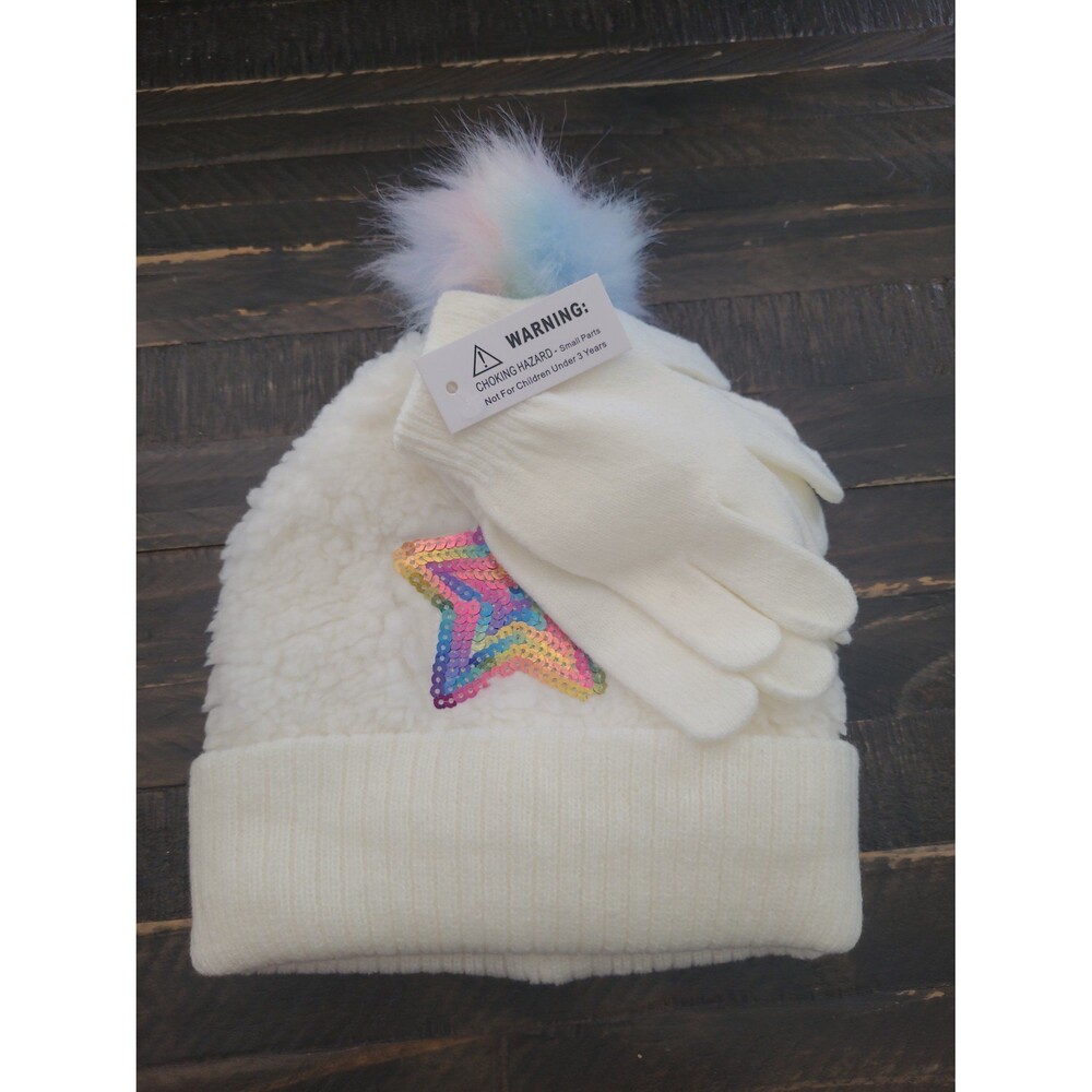 NEW Star Sequin Girl's Hat & Glove Set